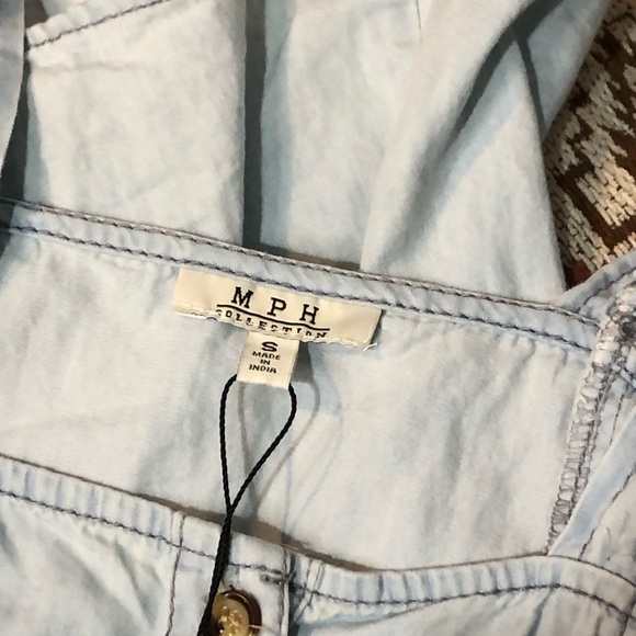 M.P.H. Collection Ruffle Light Wash Denim Dress - Picture 3 of 5